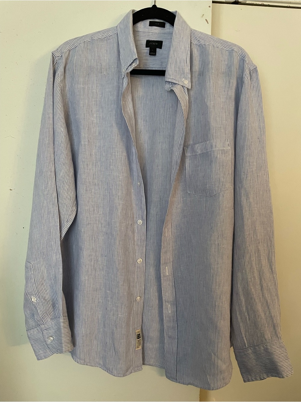 J.Crew Slim Baird McNutt Irish Linen Striped Shirt in White and Light Blue